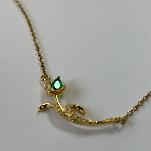 Gold 0.5 ct Jade Rose Zircon Pendant Necklace - Picture 10 of 16